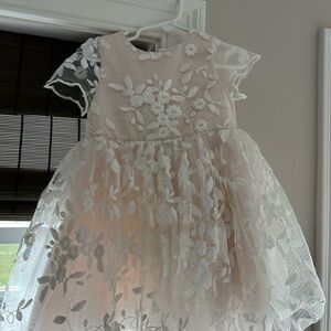 Anthropologie Cream Floral Lace Kids Dress